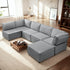 ijuicy 121”W Convertible U/L Shaped Sectional Couches and Sofas, 6 Seater Modular Sectionals for Living Room