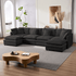 ijuicy 113'' U/L Shaped Sectional Sofa with Movable Ottomans, Modular Chenille Deep Seat Couches for Living Room -