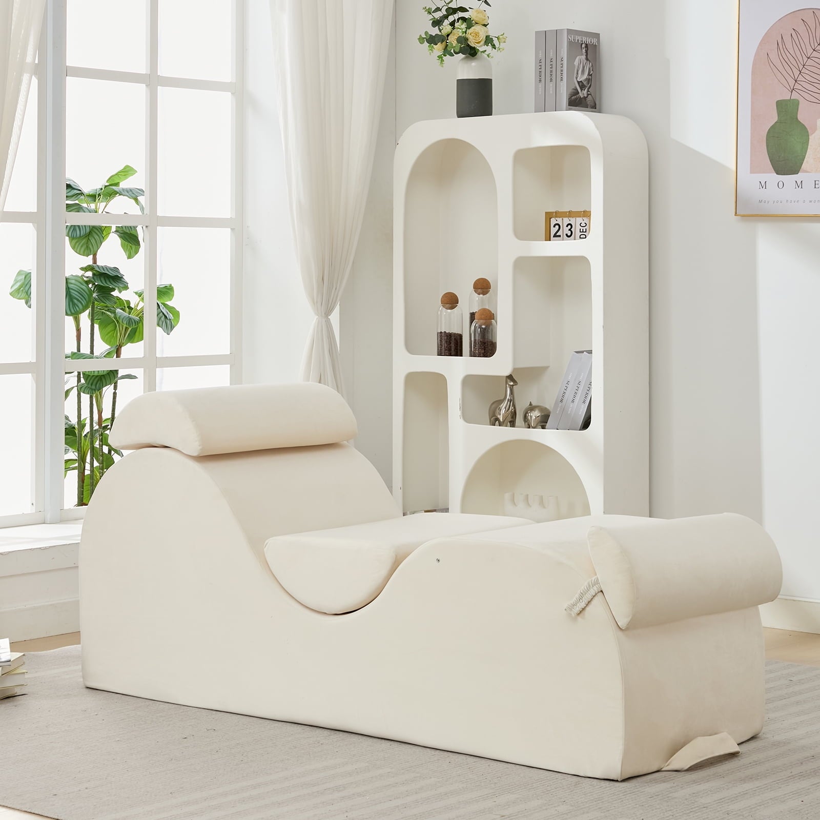 ijuicy Chaise Lounge Chair for Yoga, Chaise Lounge with Headrest, Oversized Yoga Chair Indoor