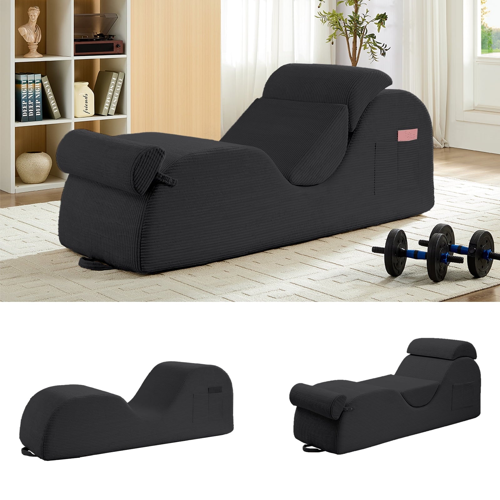 ijuicy Chaise Lounge Chair for Yoga, Chaise Lounge with Headrest, Oversized Yoga Chair Indoor