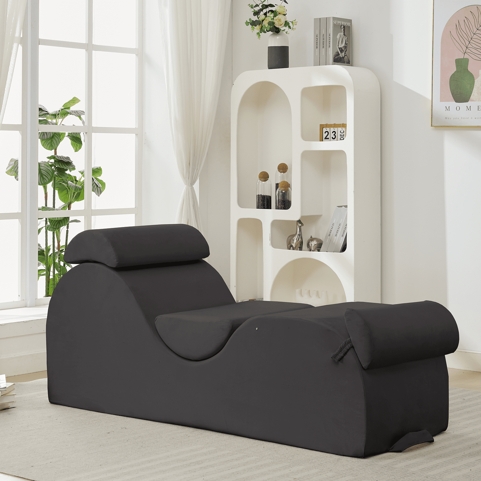 ijuicy Chaise Lounge Chair for Yoga, Chaise Lounge with Headrest, Oversized Yoga Chair Indoor