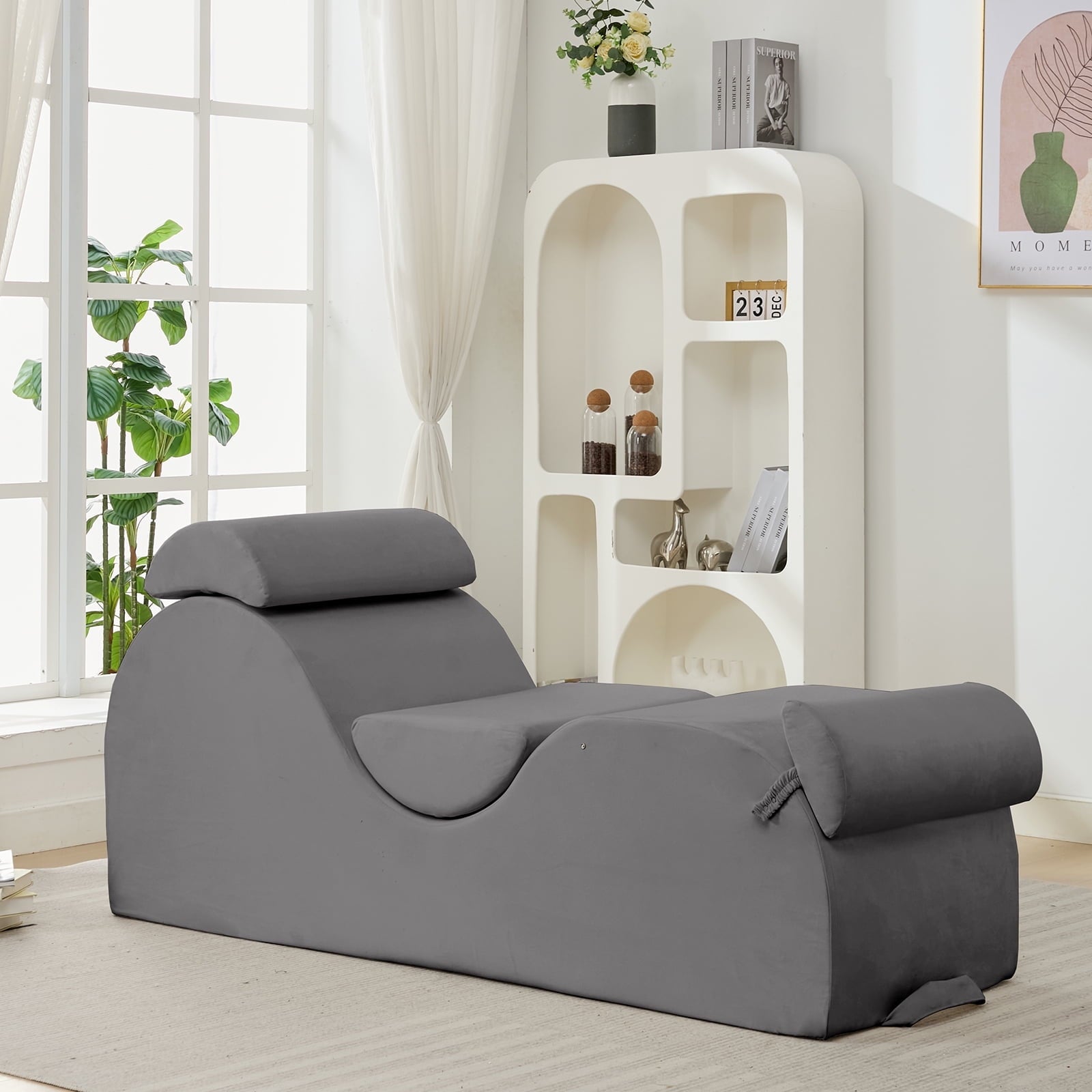 ijuicy Chaise Lounge Chair for Yoga, Chaise Lounge with Headrest, Oversized Yoga Chair Indoor