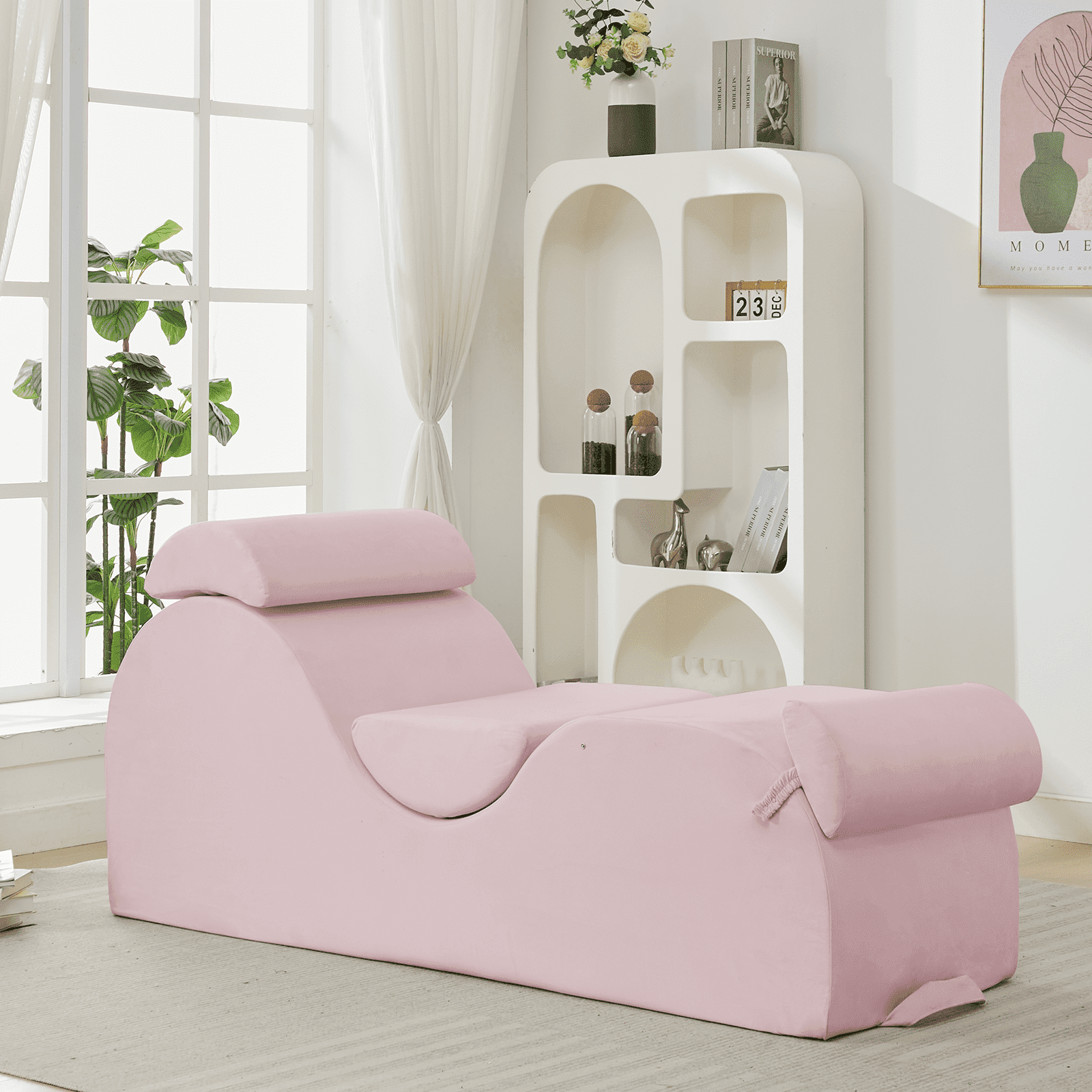ijuicy Chaise Lounge Chair for Yoga, Chaise Lounge with Headrest, Oversized Yoga Chair Indoor