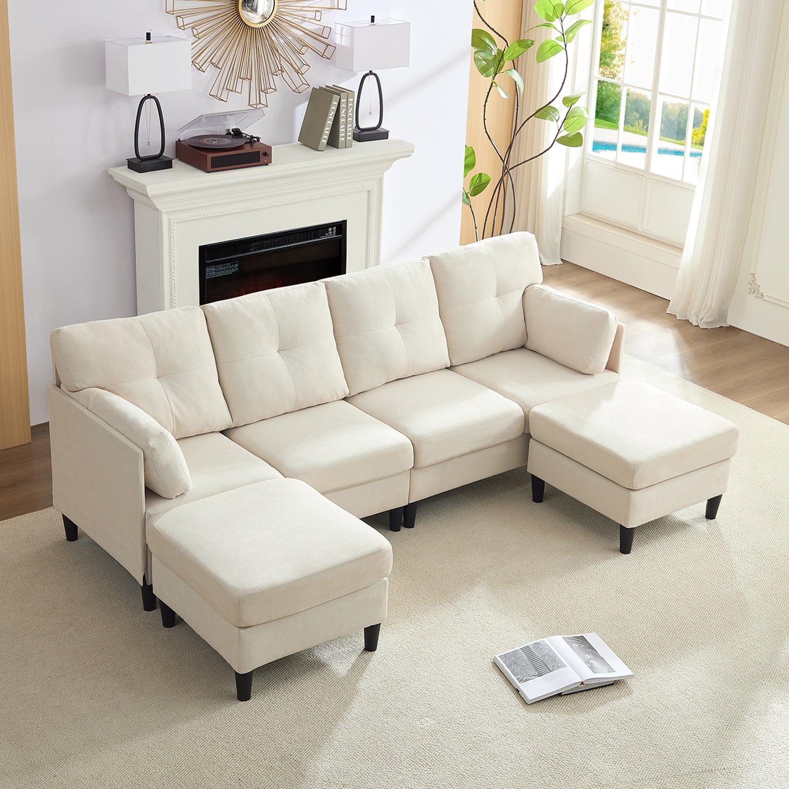 ijuicy Convertible U/L Shaped Sofa with Chaises , 6 Seater Couch for Living Room