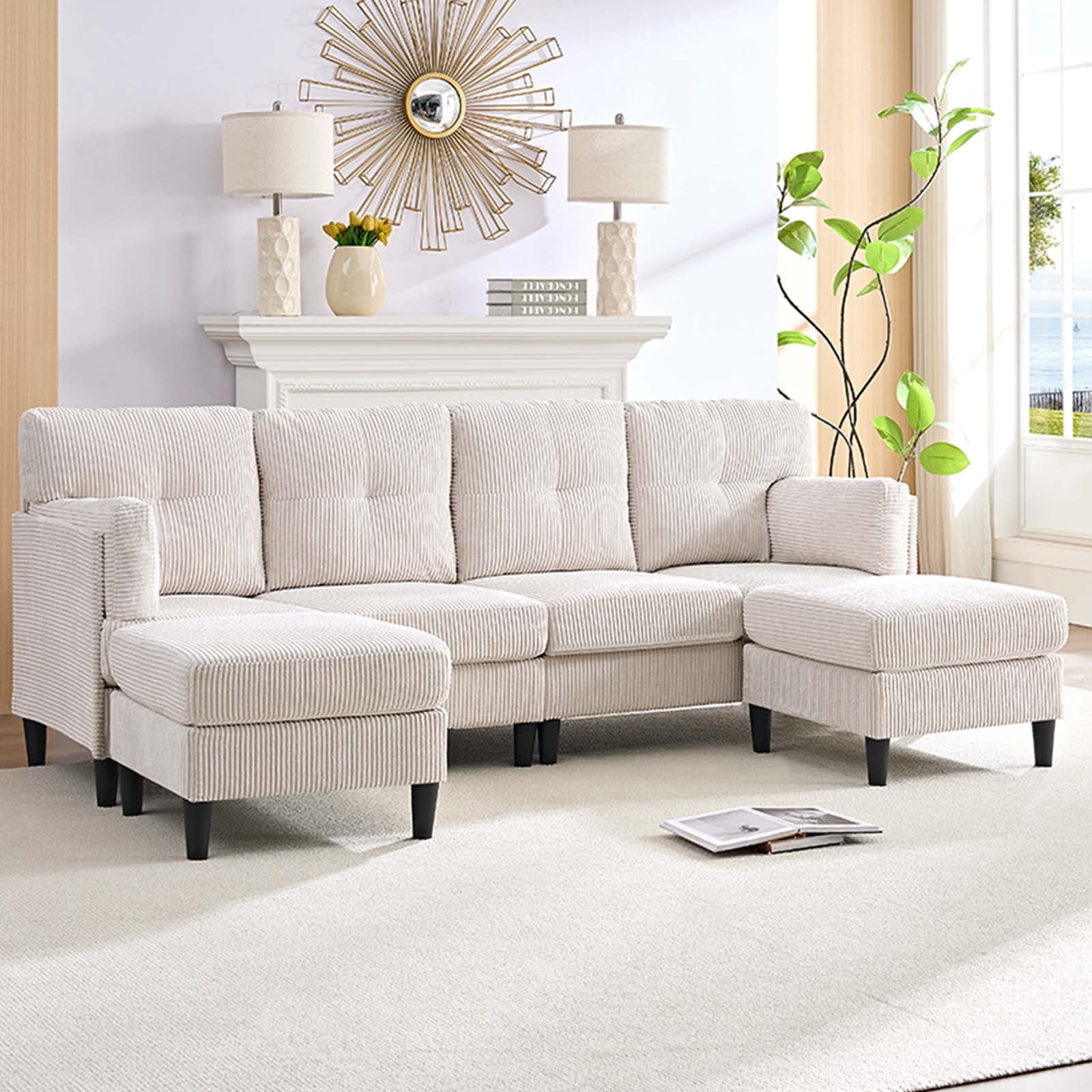 ijuicy Convertible U/L Shaped Sofa with Chaises , 6 Seater Couch for Living Room