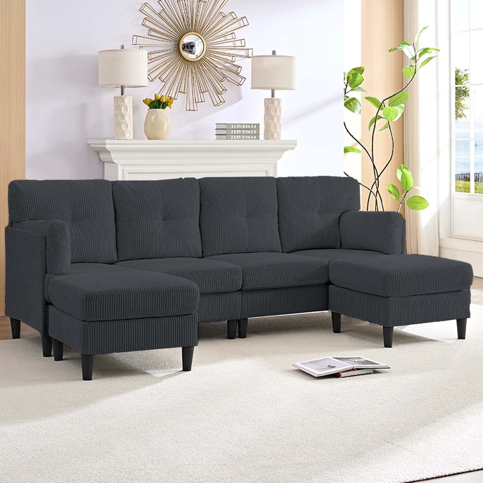 ijuicy Convertible U/L Shaped Sofa with Chaises , 6 Seater Couch for Living Room