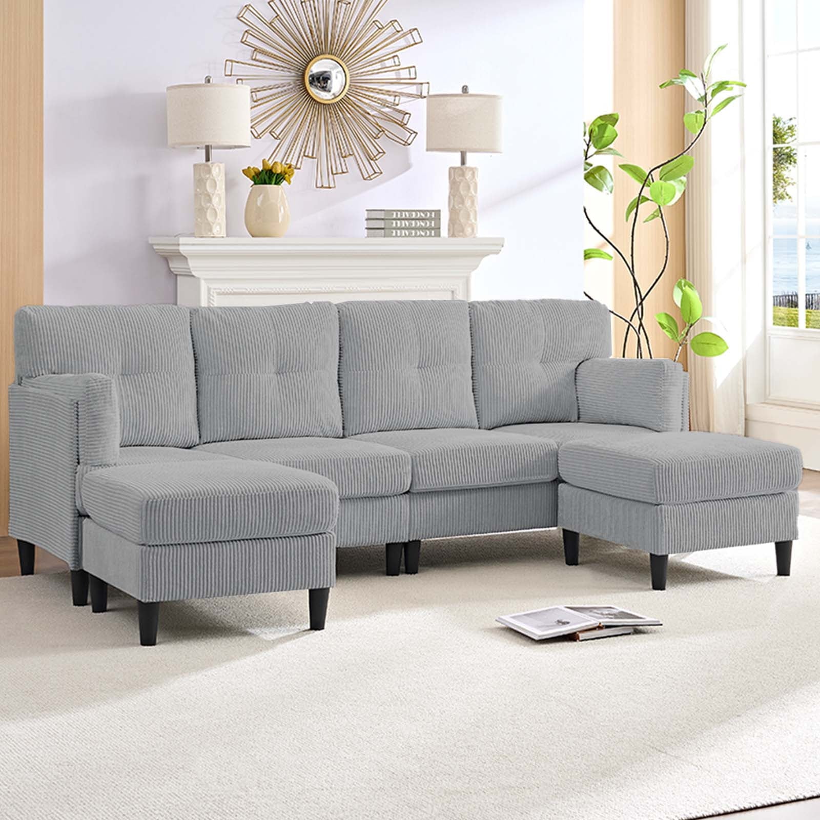 ijuicy Convertible U/L Shaped Sofa with Chaises , 6 Seater Couch for Living Room