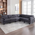 CECER L Shaped Sectional Sofa, 6 Seater Corner Modular Sofa with Solid Wood Legs, Living Room Furniture Sets