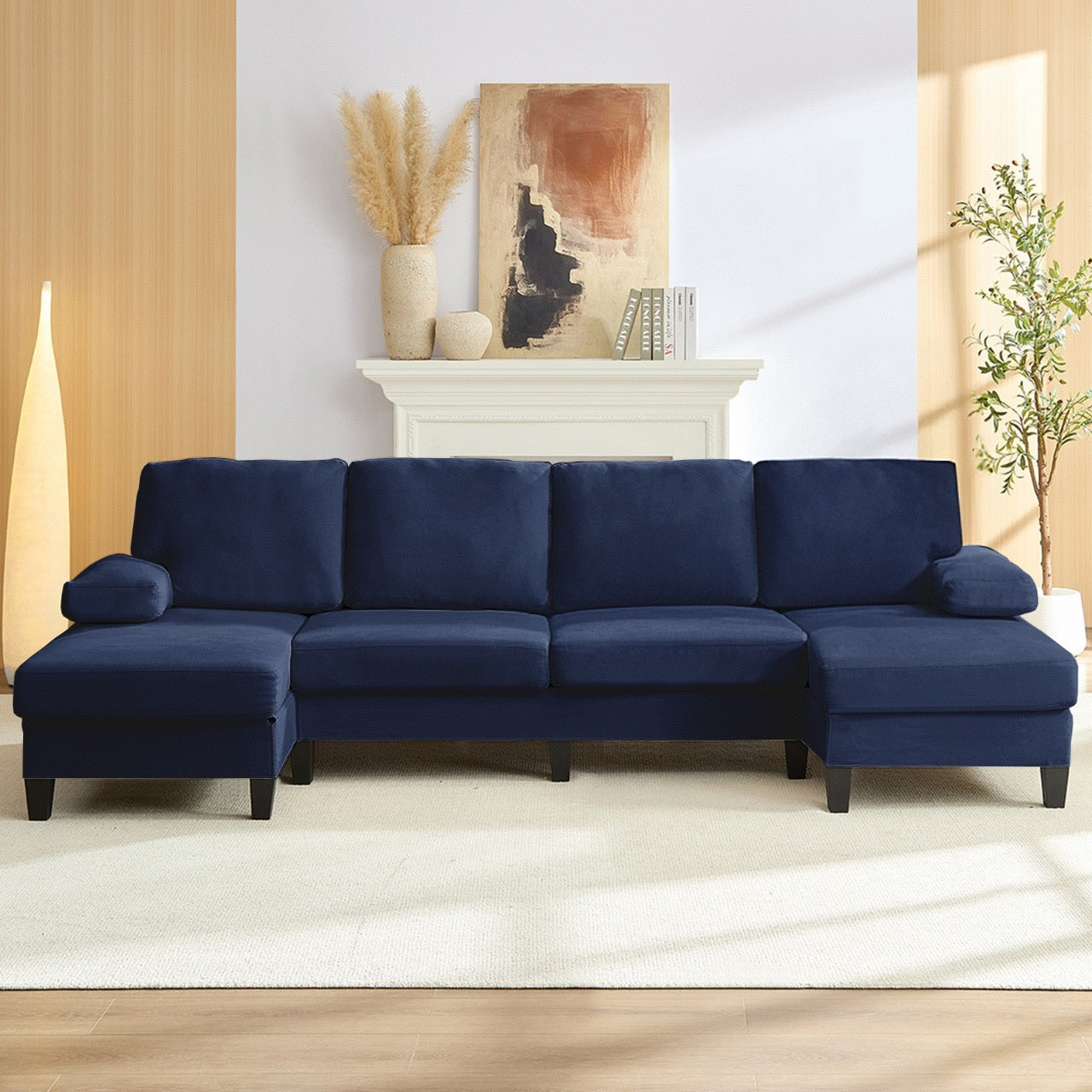 Puremind 110" Sectional Couches with Chaises for Living Room, 4 Seater U Shaped Sofa, Living Room Sets Furniture for Home/Office