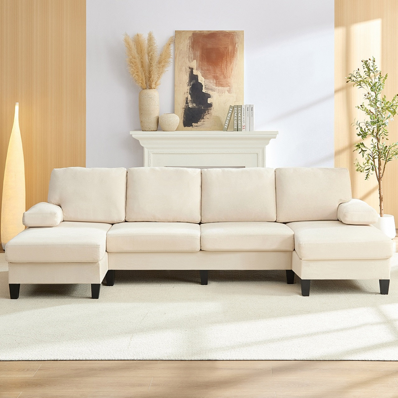 Puremind 110" Sectional Couches with Chaises for Living Room, 4 Seater U Shaped Sofa, Living Room Sets Furniture for Home/Office