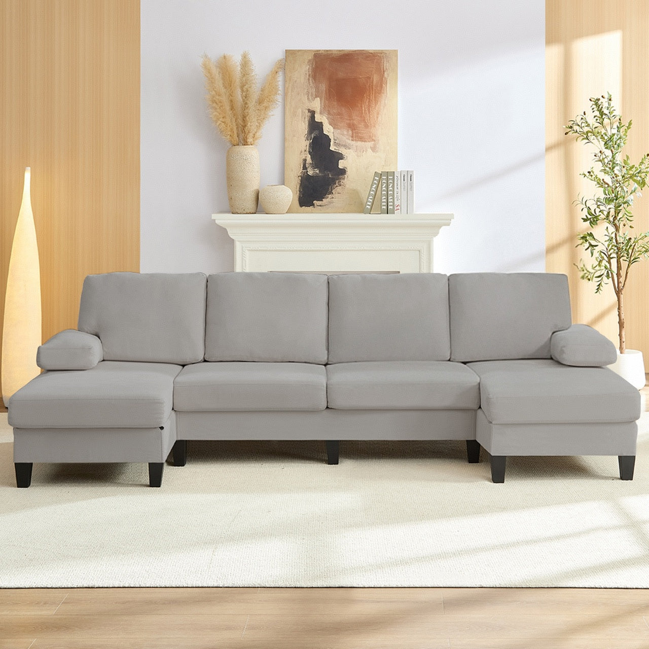 Puremind 110" Sectional Couches with Chaises for Living Room, 4 Seater U Shaped Sofa, Living Room Sets Furniture for Home/Office