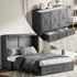 Cecer Queen Size Murphy Cabinet Bed with USB Charging Station&Folding Foam Mattress for Bedroom/Apartment/Living Room